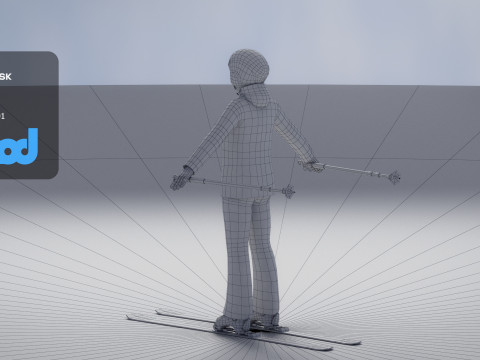 Lady in Skiing Clothing and Boots 3Dモデル