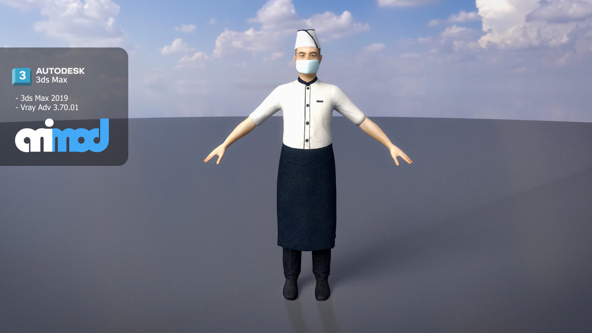 Chef 3D Model .c4d .max .obj .3ds .fbx .stl .blend 