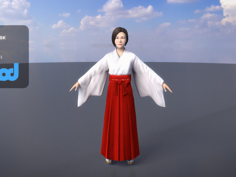 Japanese Miko 3D Model