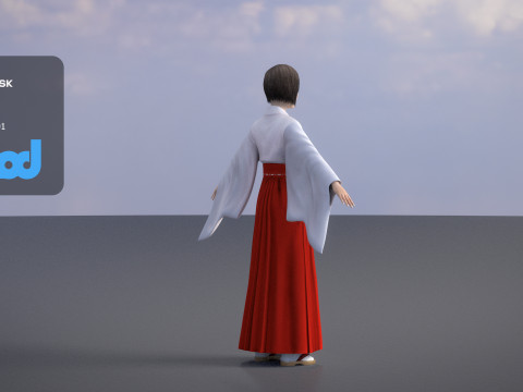 Japanese Miko 3D Model