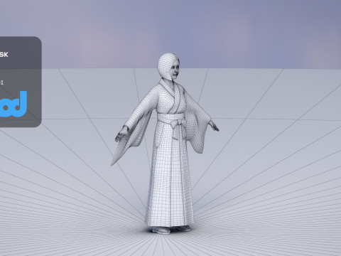 Japanese Miko 3D Model