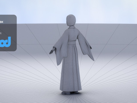 Japanese Miko 3D Model