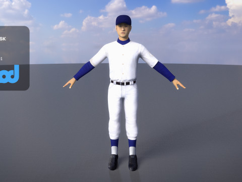 School Baseball Player 0001 3D Модель
