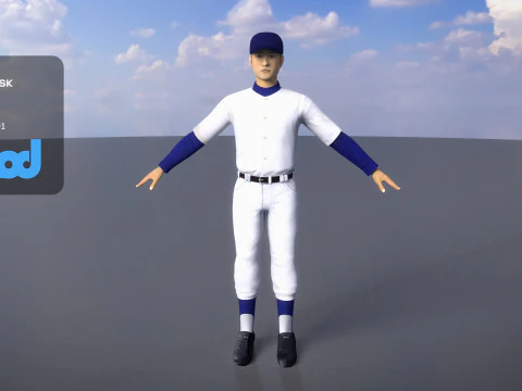 Jogador de beisebol escolar 0001 Modelo 3D