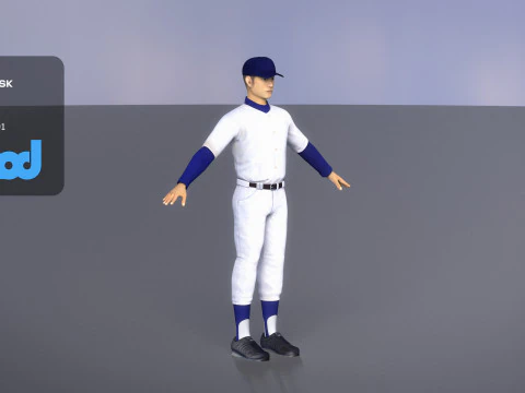 School Baseball Player 0001 3D Model
