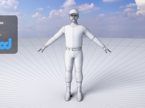 School Baseball Player 0001 Model 3D