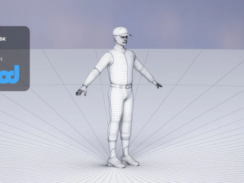 School Baseball Player 0001 3D Model