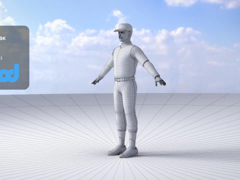 School Baseball Player 0001 3D Model