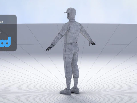 School Baseball Player 0001 3D Model