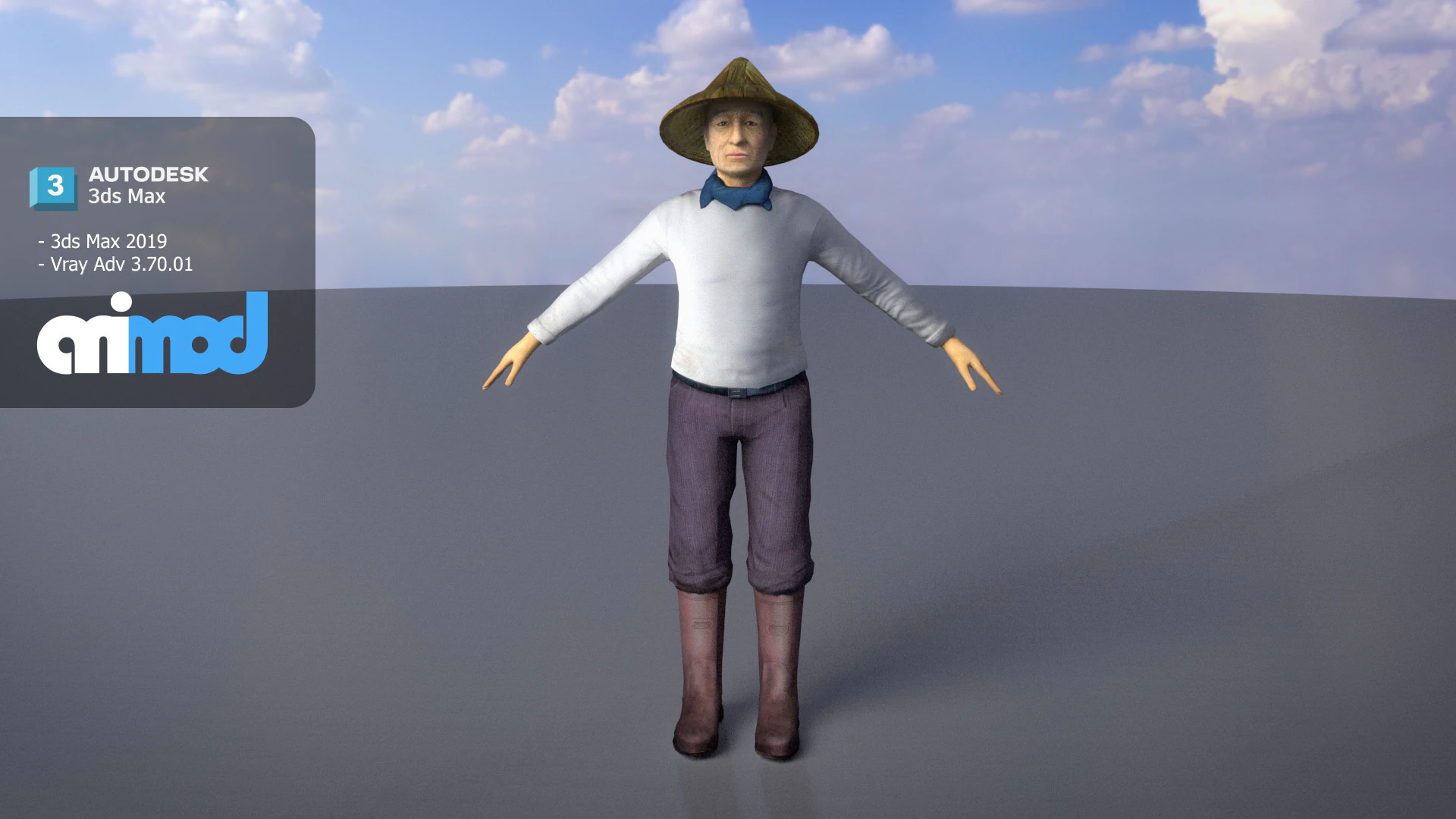 Farmer 3D Model .c4d .max .obj .3ds .fbx .stl .blend