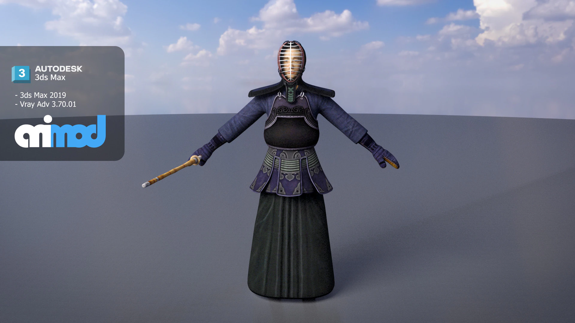 Kendo Man 3D Model .c4d .max .obj .3ds .fbx .stl .blend