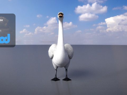 Swan Bird Rigged 3Dモデル