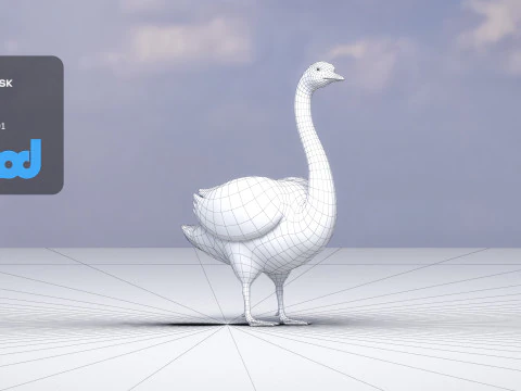 Swan Bird Rigged 3D Model