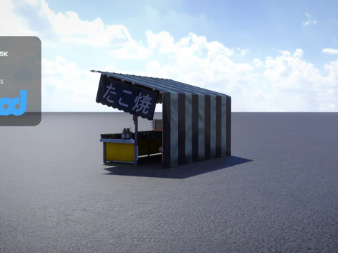 Japanese Street Stall 0001 Takoyaki Stand 3D Model