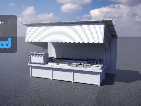 Japanese Street Stall 0001 Takoyaki Stand 3D Model