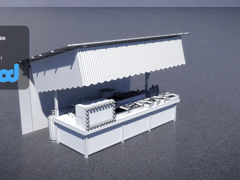 Japanese Street Stall 0001 Takoyaki Stand 3D Model