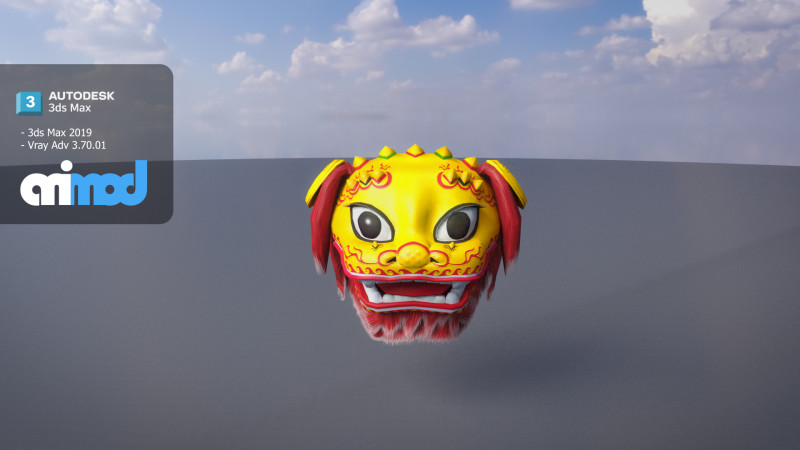 Chinese Lion Dance Head Mask Modèle 3D .c4d .max .obj .3ds .fbx .stl .blend