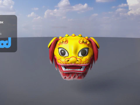 Chinees leeuwendans hoofdmasker 3D Model