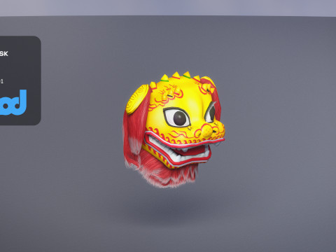 Chinese Lion Dance Head Mask Modèle 3D