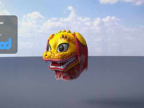Chinese Lion Dance Head Mask Modèle 3D