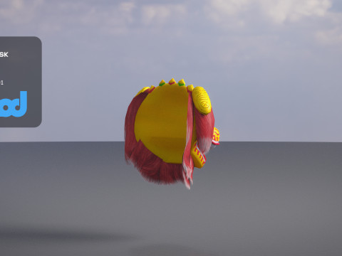 Chinese Lion Dance Head Mask Modèle 3D