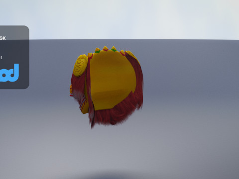Chinese Lion Dance Head Mask Modèle 3D
