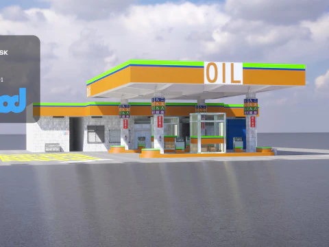 Station-service Modèle 3D