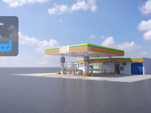 Station-service Modèle 3D