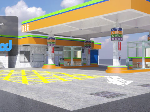 Station-service Modèle 3D