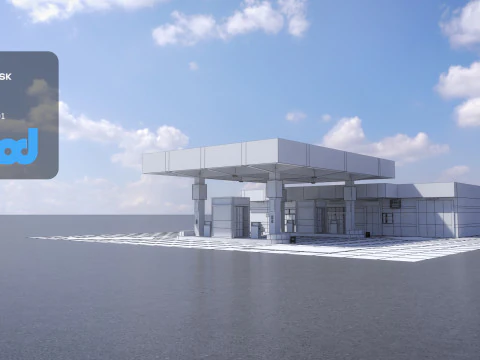 Station-service Modèle 3D