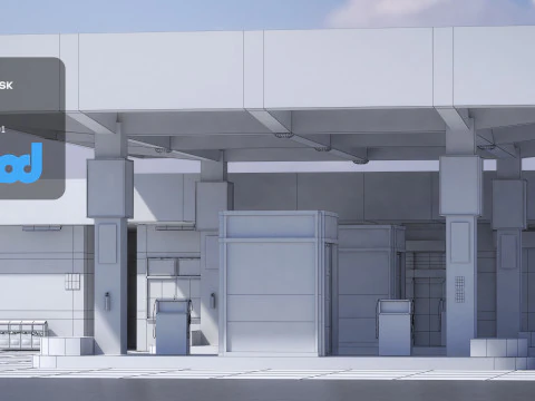Station-service Modèle 3D