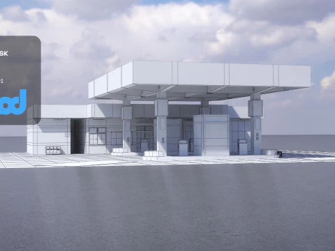 Station-service Modèle 3D