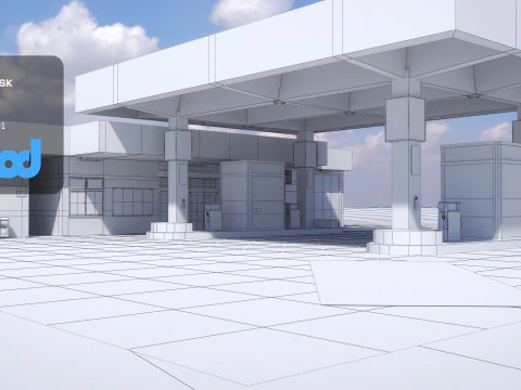 Station-service Modèle 3D