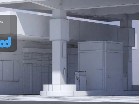 Station-service Modèle 3D
