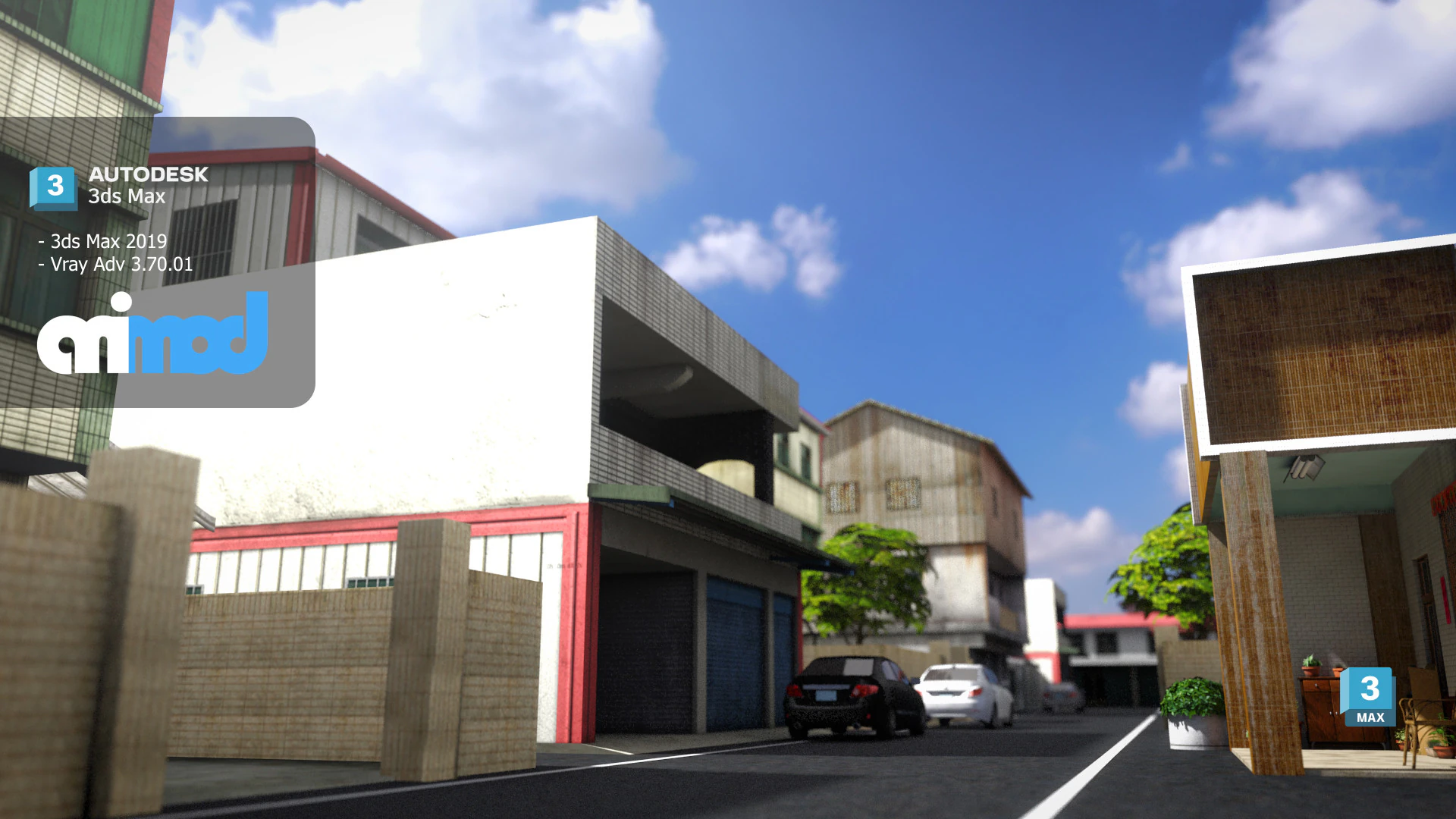 TW Street Houses 3D Model .c4d .max .obj .3ds .fbx .stl .blend 