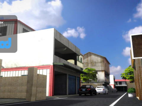 Case di TW Street Modello 3D