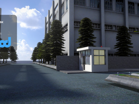Apartment Complex With Guard Booth 3D Model