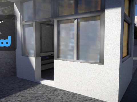 Apartment Complex With Guard Booth 3D Model