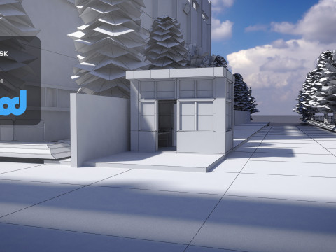 Apartment Complex With Guard Booth 3D Model