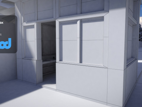 Apartment Complex With Guard Booth 3D Model