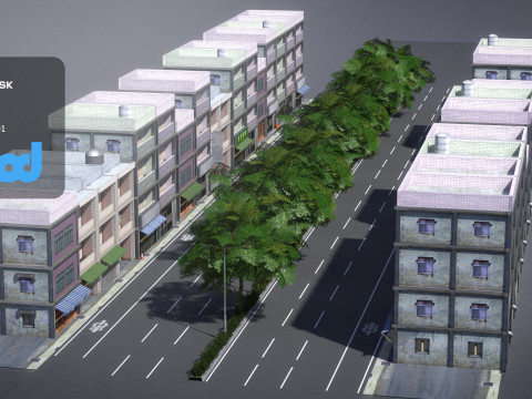 Suburbs Street 001 3D Модель