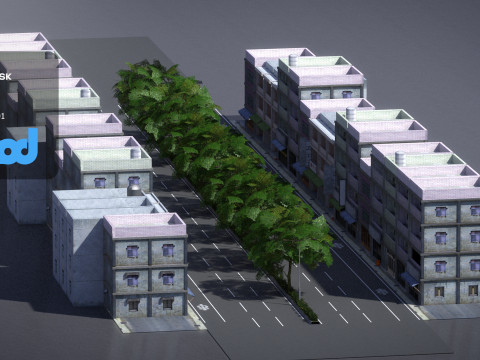 Suburbs Street 001 Model 3D