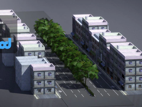 Suburbs Street 001 3D Model