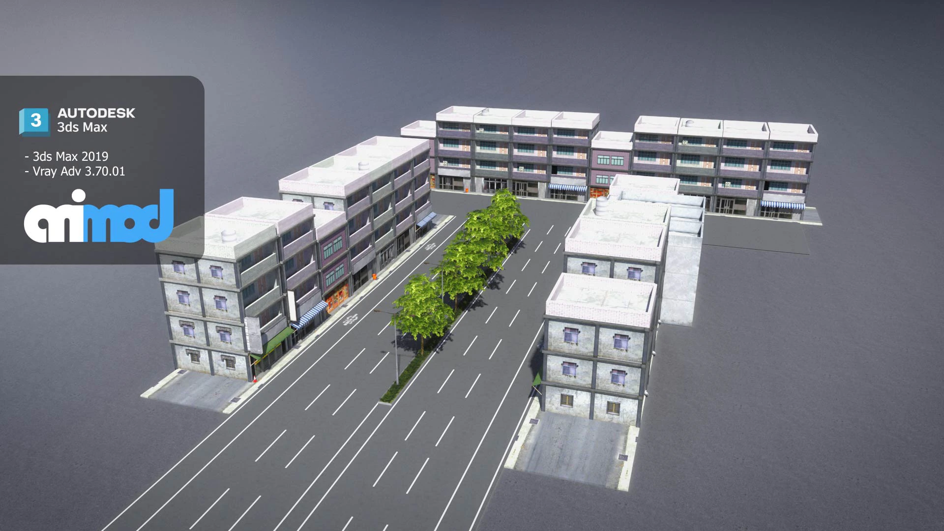 Suburbs Street 002 3D Model .c4d .max .obj .3ds .fbx .stl .blend