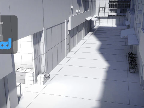 Street With Tofu Pudding Store 3D Model