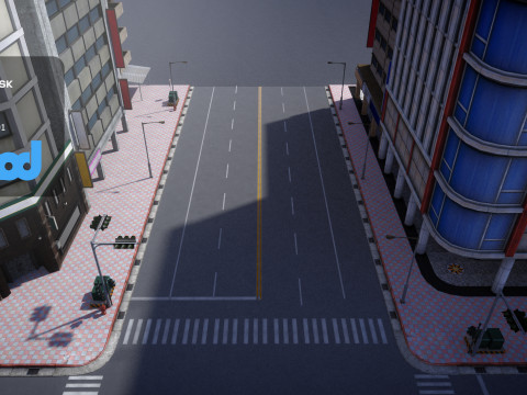 Tw Street T Intersection 01 3D Model