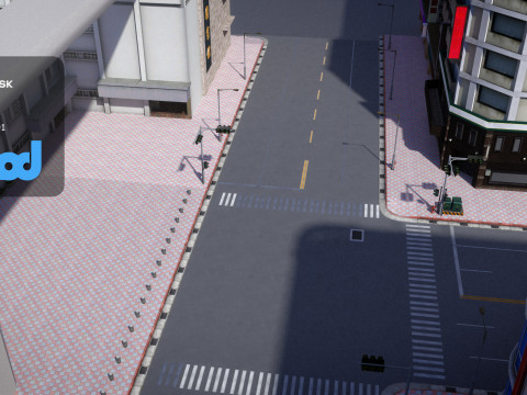 Tw Street T Intersection 01 3D Model