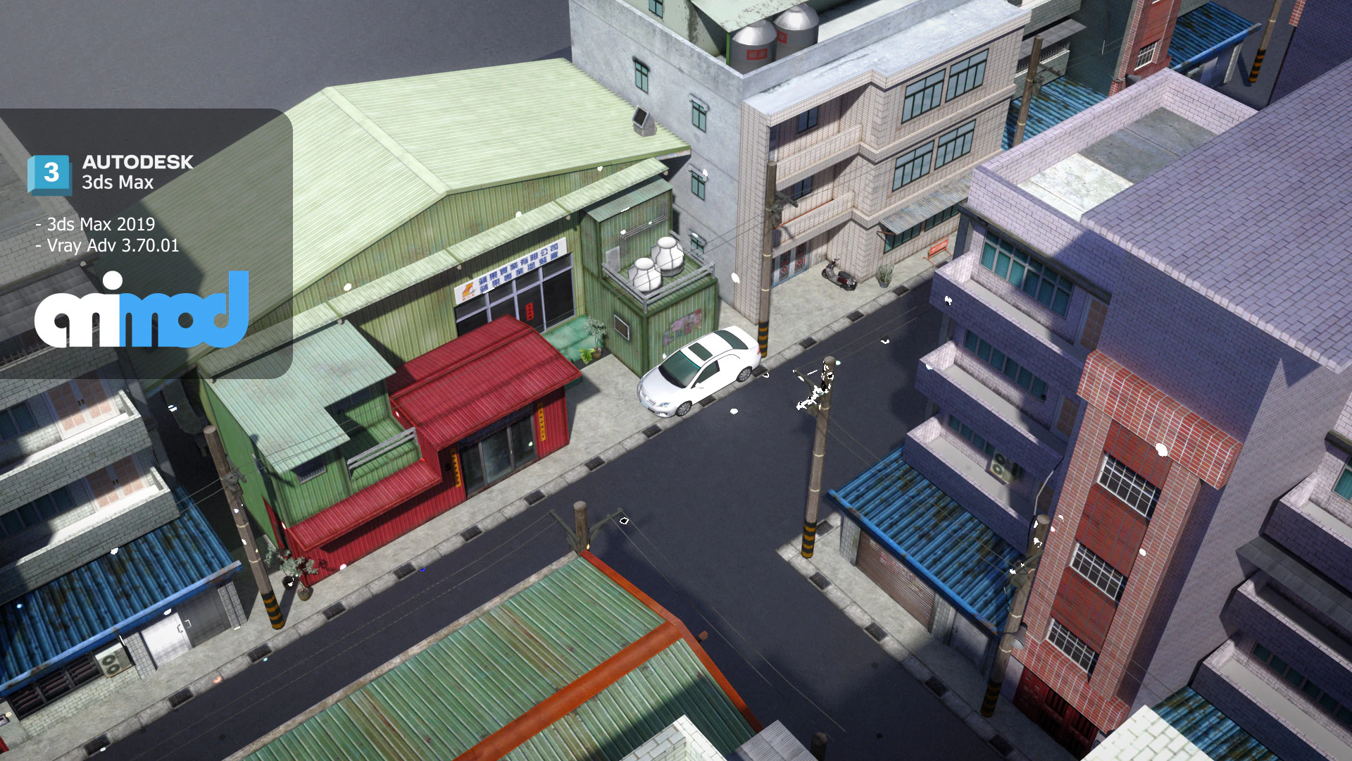 Tw Street T Intersection 02 3D Model .c4d .max .obj .3ds .fbx .stl .blend