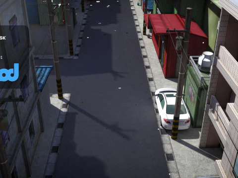 Tw Street T Intersection 02 3D Model
