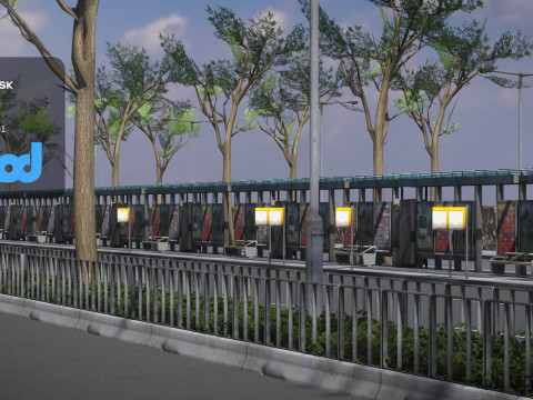 TW Street Bus Stop 3D Модель